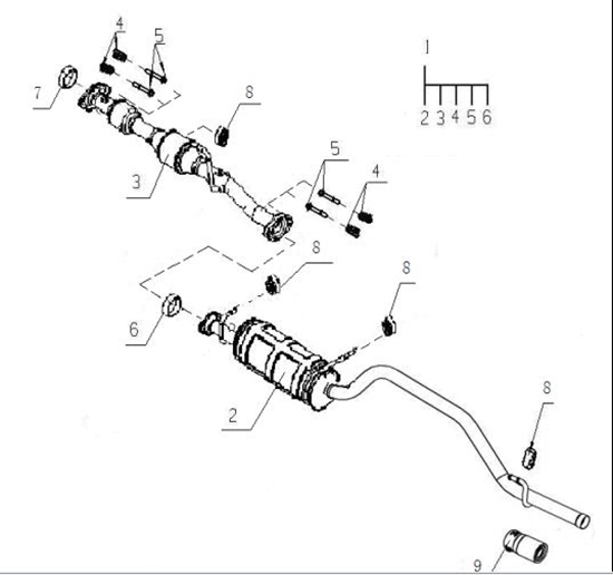 Picture of Exhaust Silencer/Tail Pipe Assembly Van/Minibus 1000cc Engine . TELEPHONE ORDERING ONLY